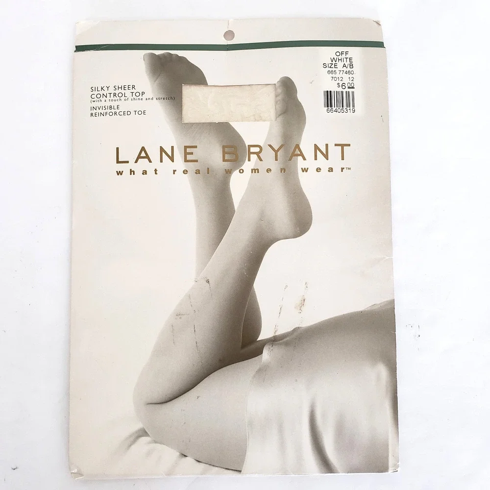 (2) Lane Bryant Pantyhose SIZE A/ B BEIGE & OFF WHITE Silky Sheer Reinforced